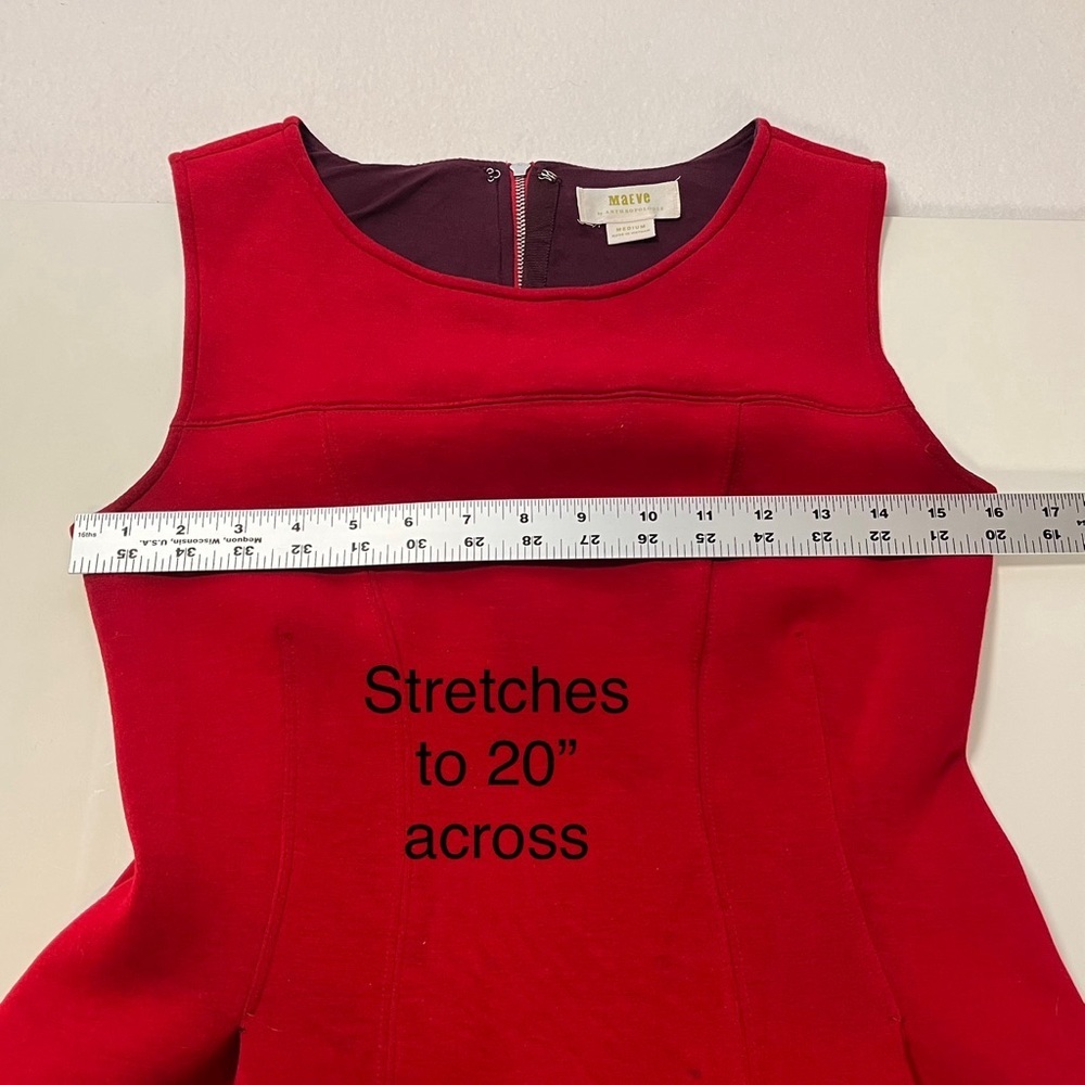Anthropologie Maeve Dress Womens M Red Fit & Flare Sleeveless Zip Lined Party - Picture 6 of 16